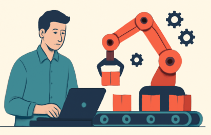 article-e180f7af-582d-4b13-bf8b-ce158089a660-1791450039492 Ilustrace znázorňující propojení technologií s podnikáním, automatizace procesů a integraci inteligentních agentů