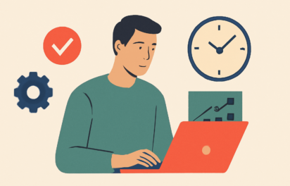 article-e27f47e5-9de0-485e-9ad3-c16e8974e421-1792501236207 Moderní kancelář s lidmi pracujícími na počítačích, zatímco technologie zvyšují efektivitu a optimalizují pracovní procesy.